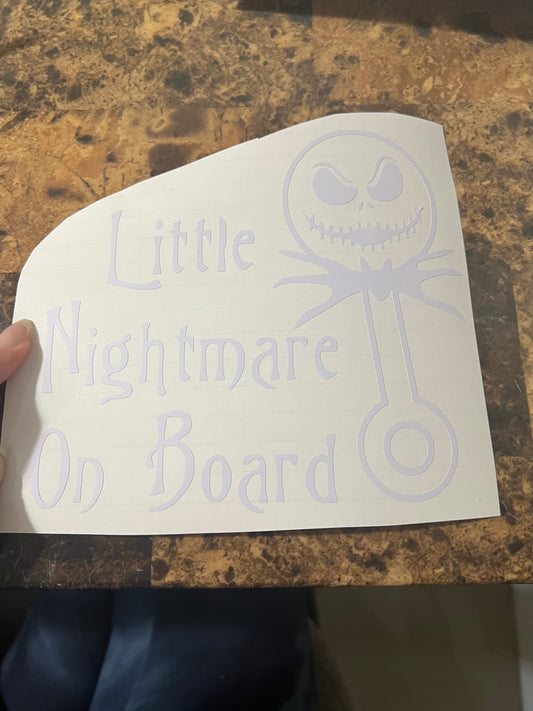 Little Nightmare On Board Baby Jack Skellington Vinyl Sticker