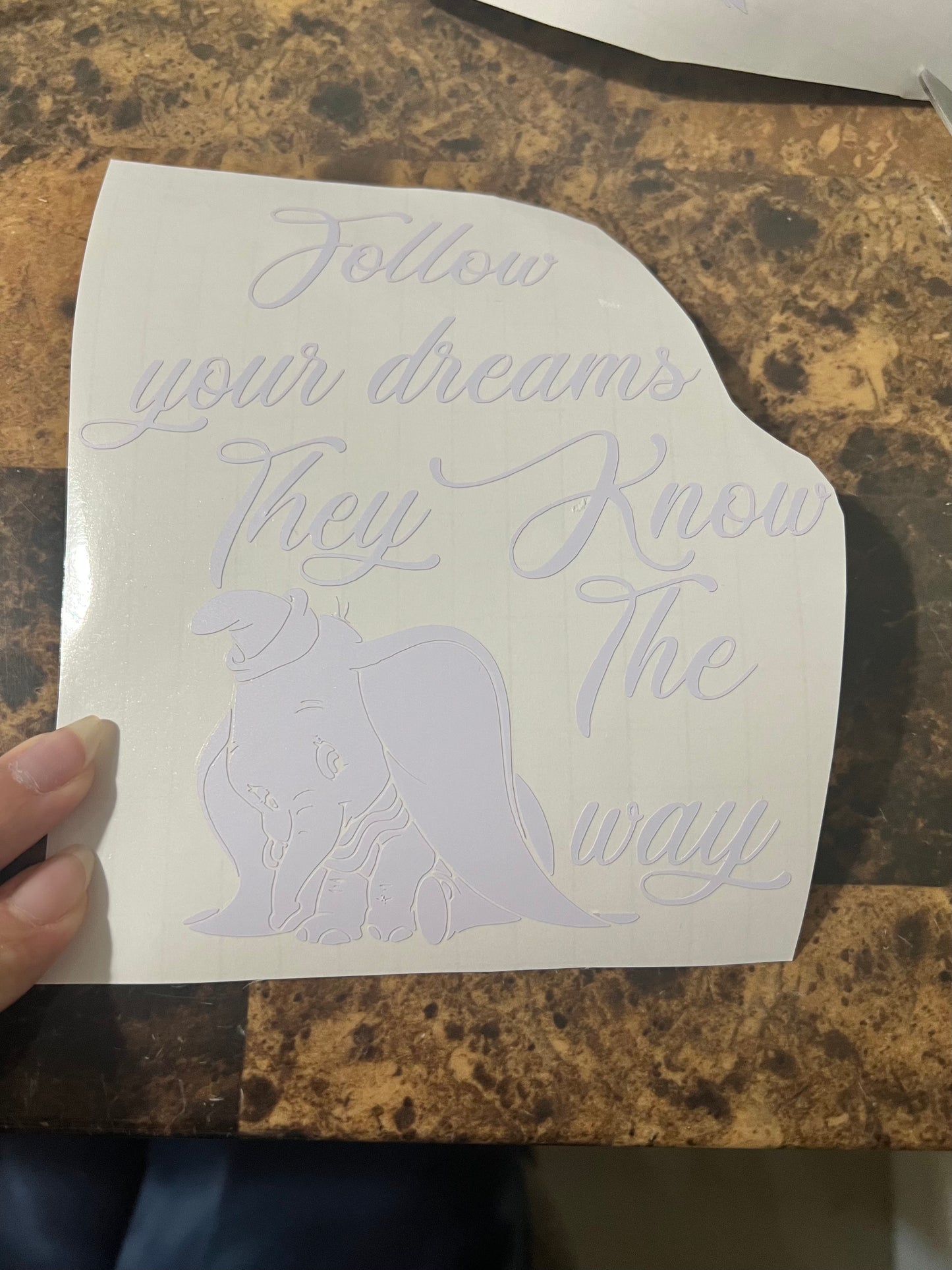 “Follow your dreams they know the way” Dumbo Disney Vinyl Sticker