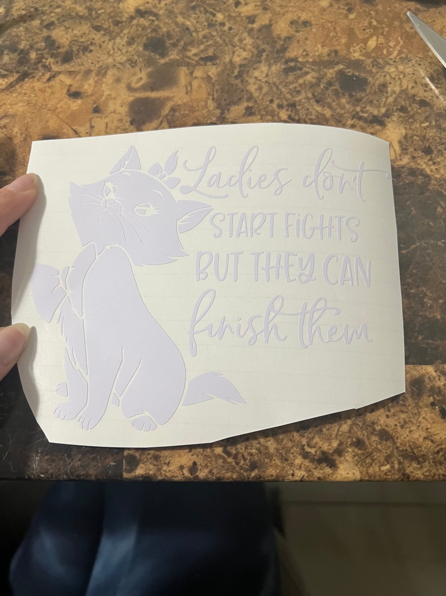 “Ladies don’t start fights but they can finish them” Marie Aristocats Disney Vinyl Sticker