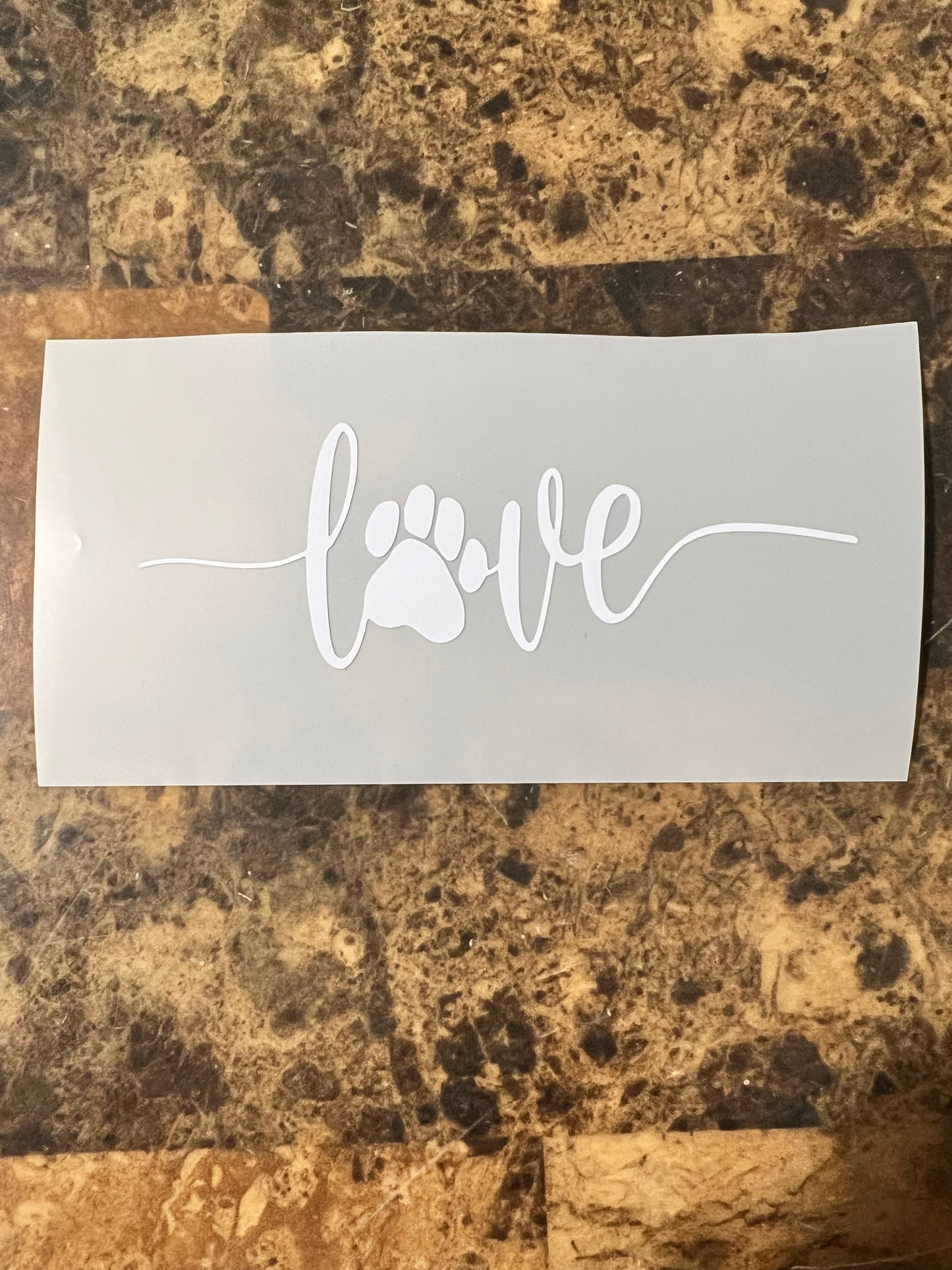 Love With Paw White Vinyl Sticker