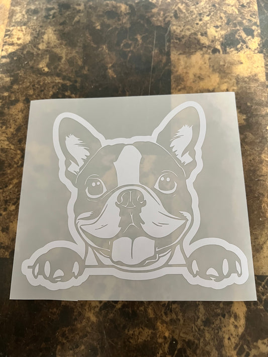 Boston Terrier With Paws Vinyl Sticker