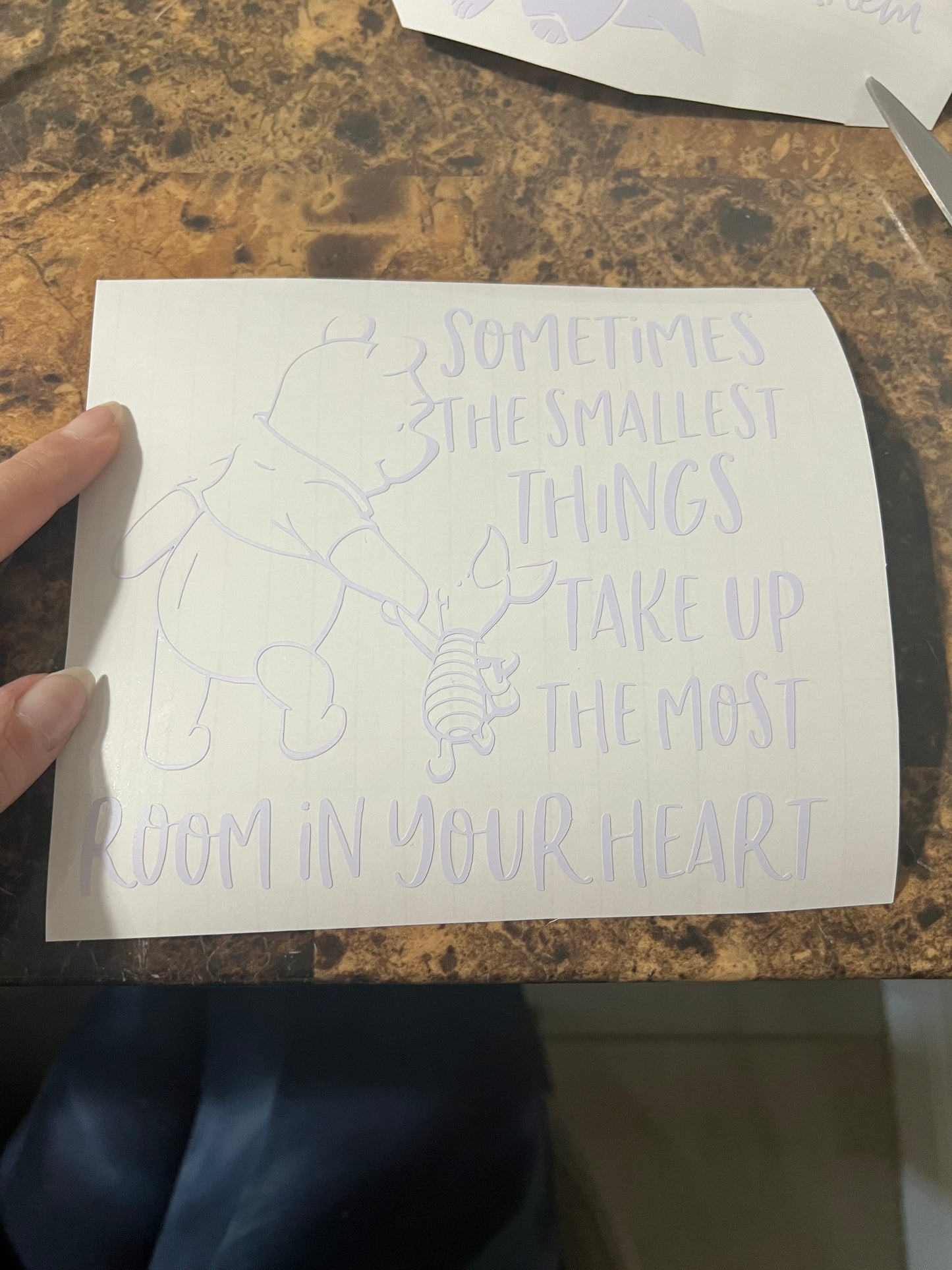 “Sometimes the smallest things take up the most room in your heart” Winnie the Pooh and Piglet Vinyl Sticker