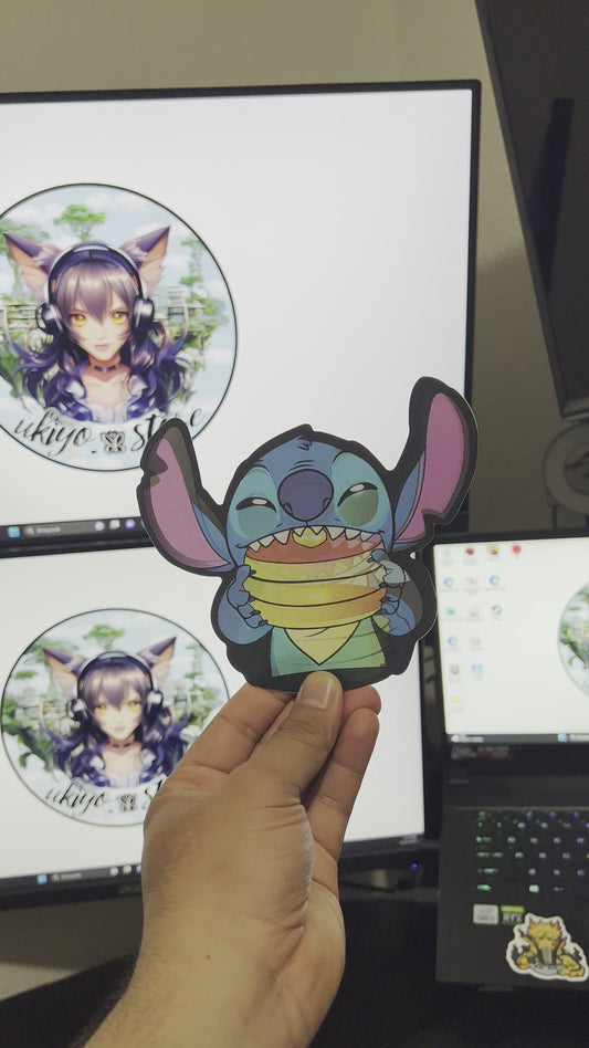 Stitch with pancake. Sticker3D